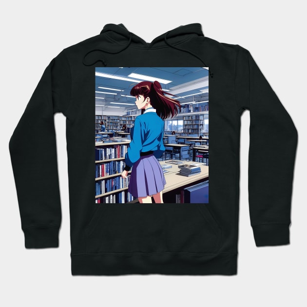 bookworm anime retro 90s aesthetic Hoodie by geekmethat